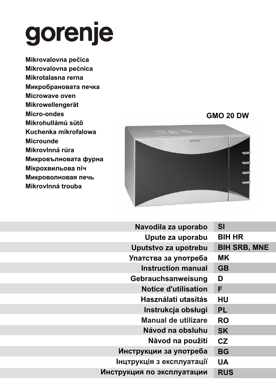 Gorenje GMO-20 DW User Manual | 97 pages | Original mode