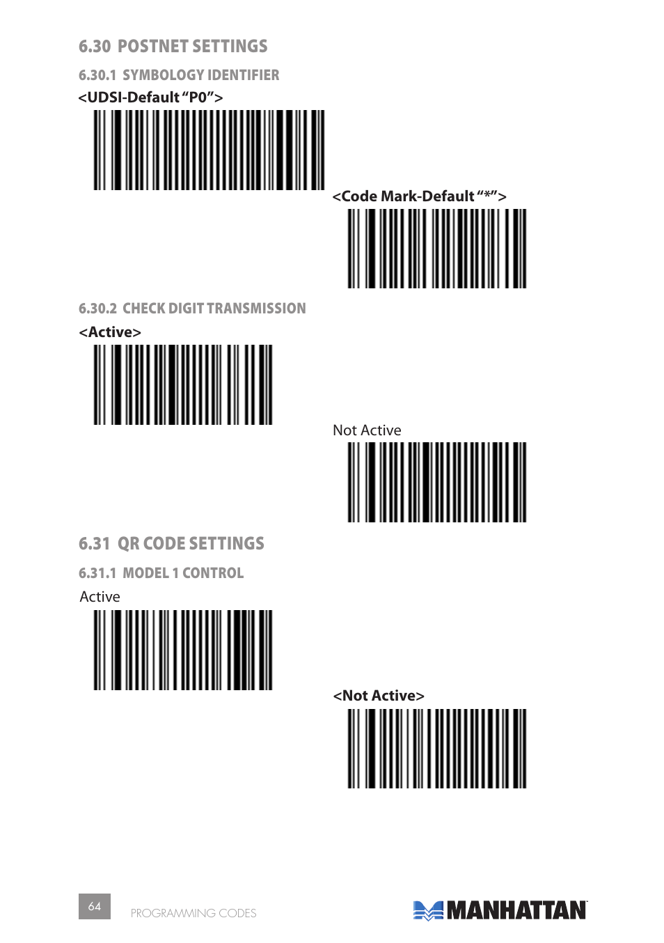 30 postnet settings, 31 qr code settings | Manhattan 177603 2D Barcode  Scanner - Manual User Manual | Page 64 / 80