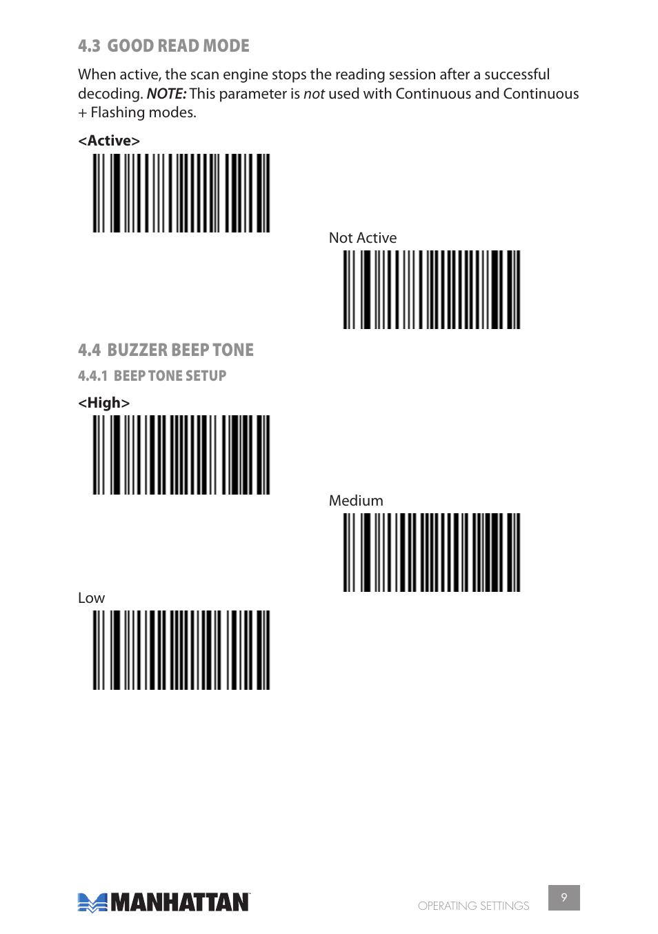 3 good read mode, 4 buzzer beep tone | Manhattan 177603 2D Barcode Scanner  - Manual User Manual | Page 9 / 80