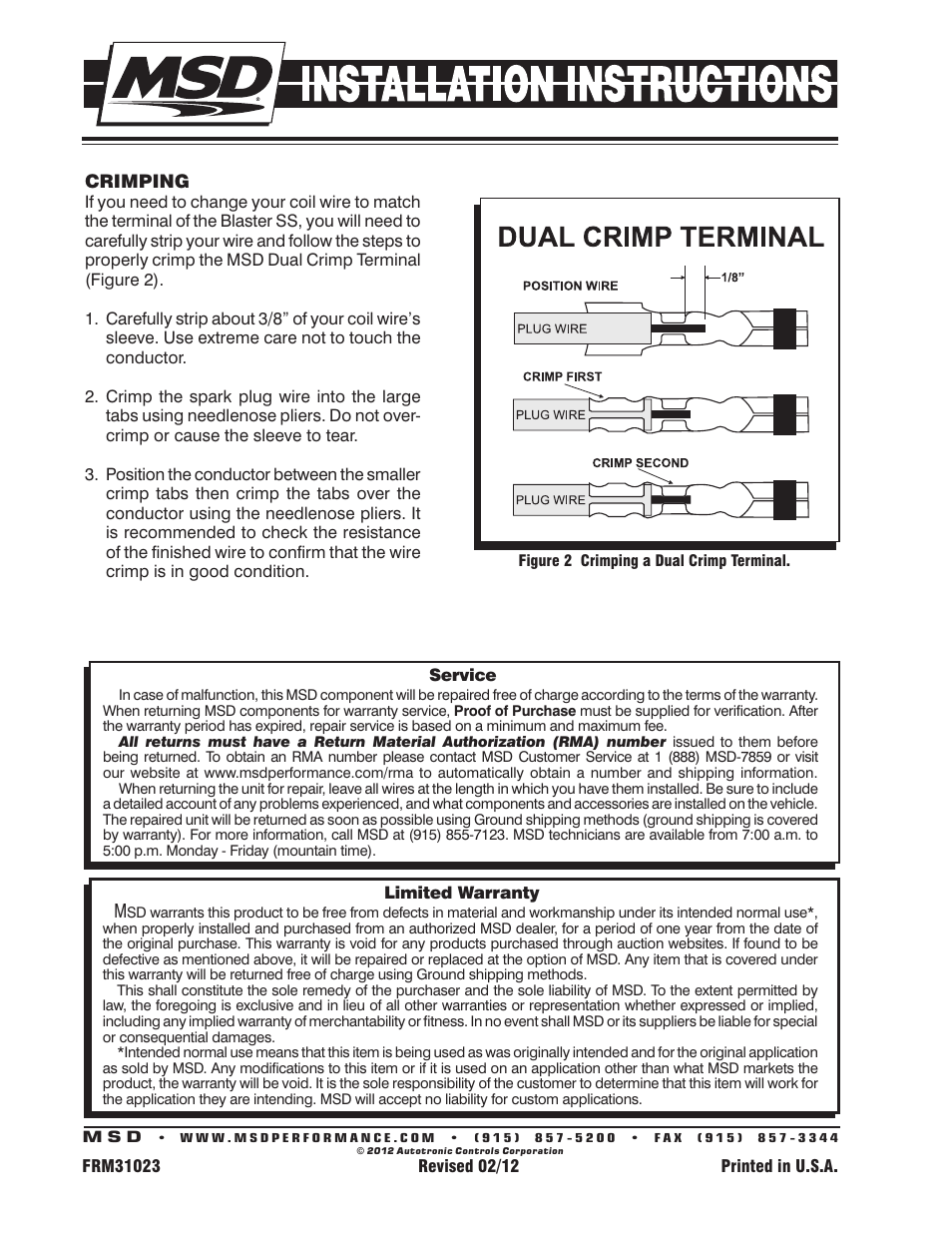 MSD 8207 Blaster SS Coil Installation User Manual | Page 2 / 2