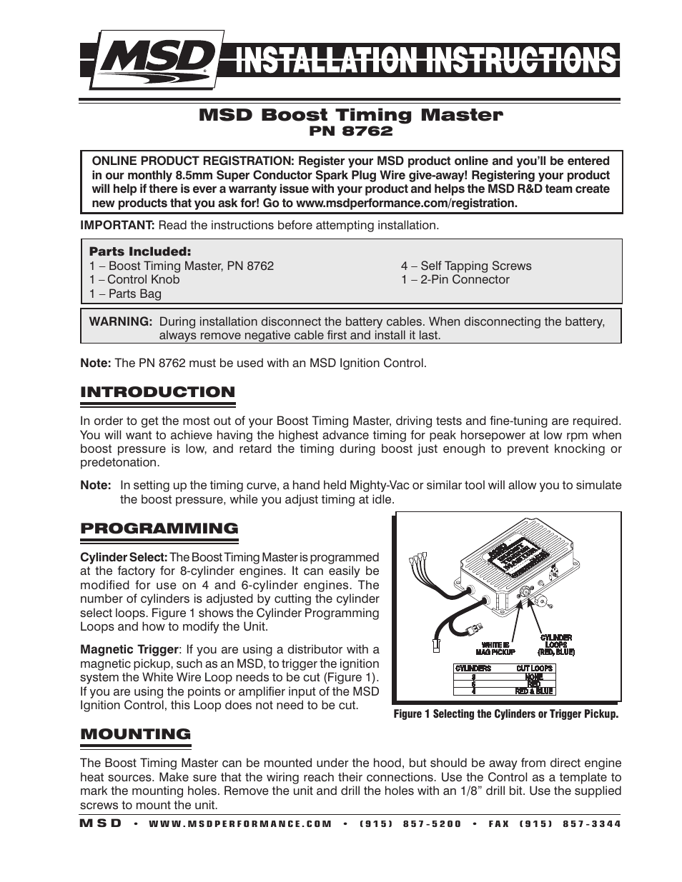 MSD 8762 Boost Timing Master for use with MSD Ignition Control