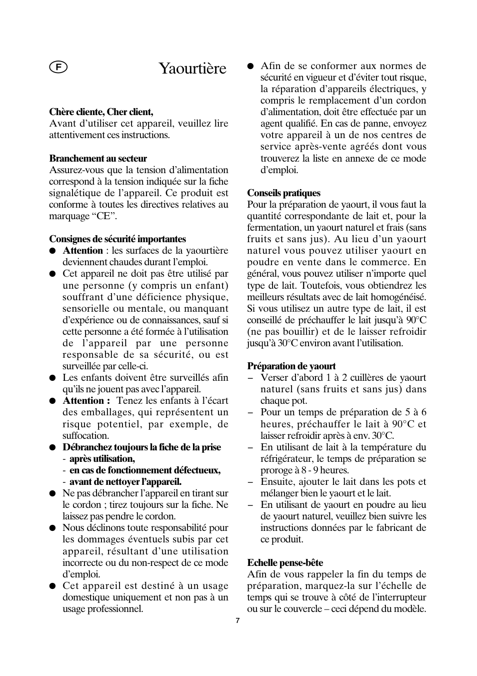 Yaourtière | SEVERIN JG 3516 User Manual | Page 7 / 32 | Original mode