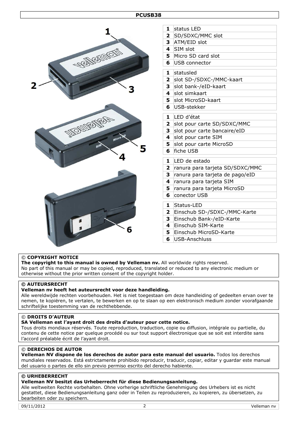 Velleman PCUSB38 User Manual | Page 2 / 30 | Original mode