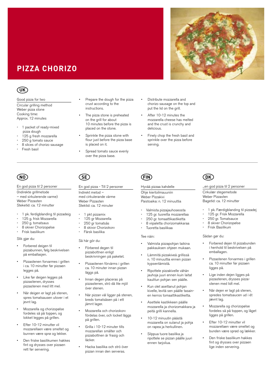 Pizza chorizo, Se fin | weber Pizzastein rund & eckig User Manual | Page 7  / 8