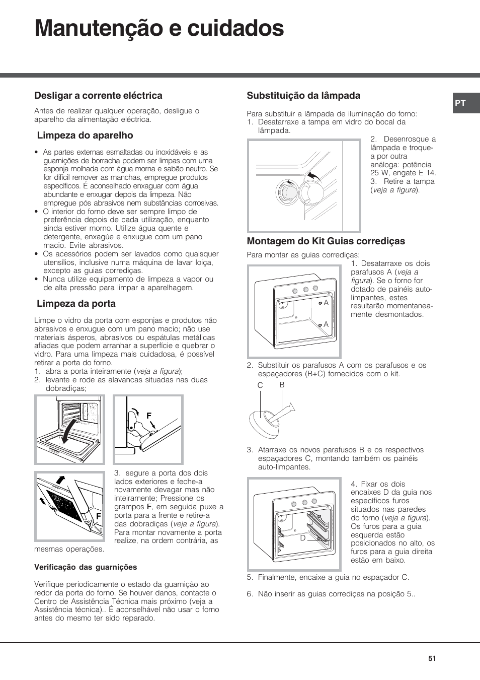 Manutenção e cuidados | Hotpoint Ariston Style FH 53 IX-HA User Manual |  Page 51 / 72 | Original mode