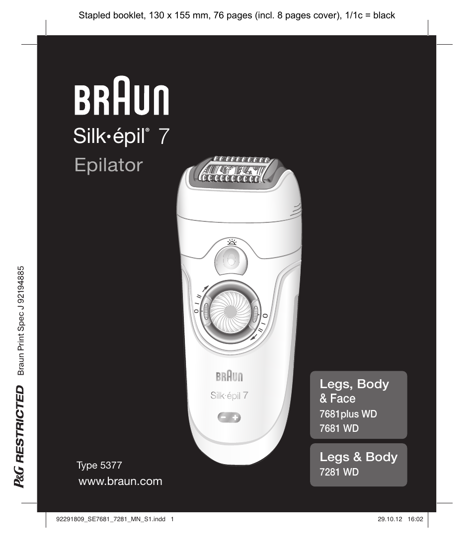 Braun 7681-5377 Silk-épil 7 User Manual | 74 pages