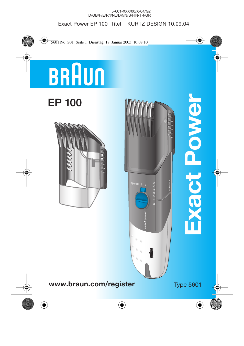 Braun EP100 Exact Power User Manual | 60 pages
