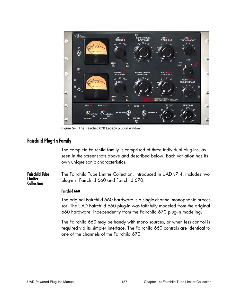 Fairchild plug-in family, Fairchild tube limiter collection | Universal  Audio UAD Plug-Ins ver.7.4.2 User Manual | Page 157 / 508