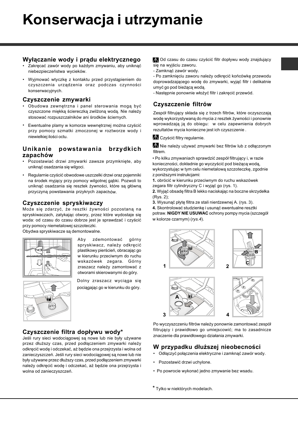 Konserwacja i utrzymanie, Wyłączanie wody i prądu elektrycznego, Czyszczenie  zmywarki | Hotpoint Ariston LST 114-HA User Manual | Page 81 / 84