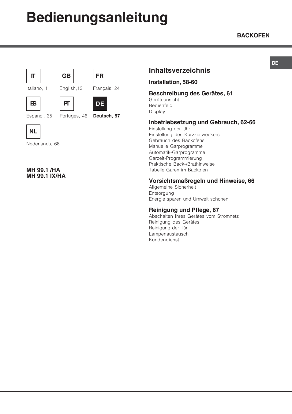 Hotpoint Ariston MH 99.1 (BK)-HA User Manual | Page 57 / 80 | Also for: MH  99.1 IX-HA