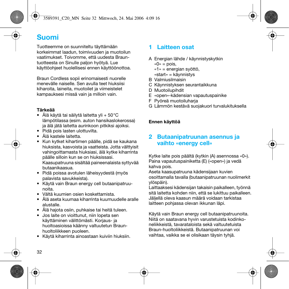 Suomi | Braun C Club Cordless Styler User Manual | Page 31 / 45