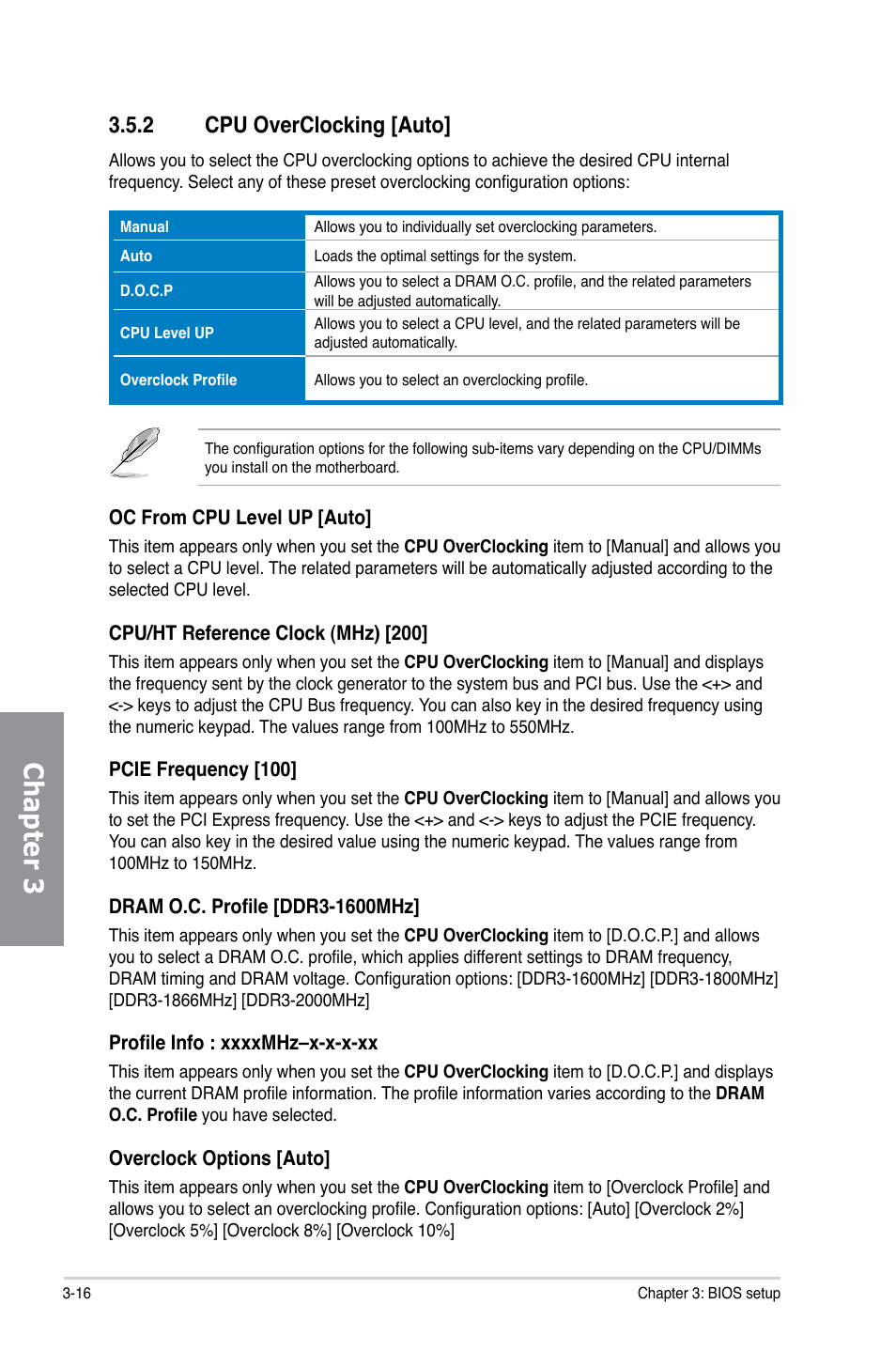 2 cpu overclocking, Cpu overclocking -16, Chapter 3 | Asus M4A88TD-M/USB3  User Manual | Page 72 / 124