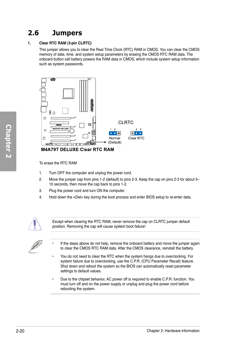 Chapter 2 2.6 jumpers | Asus M4A79T Deluxe/U3S6 User Manual | Page 40 / 120  | Original mode