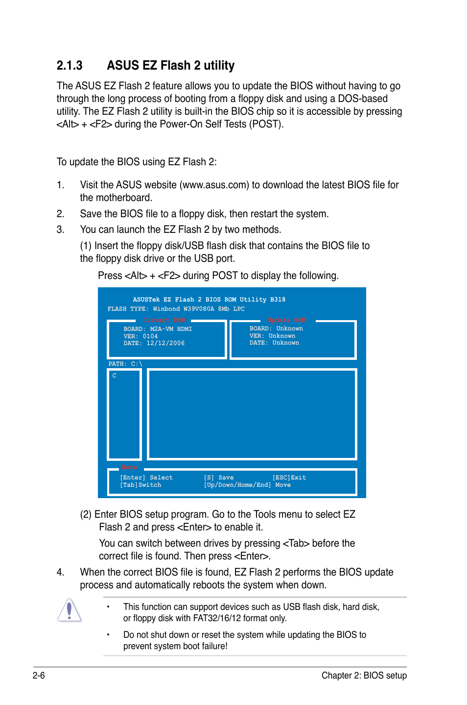 3 asus ez flash 2 utility | Asus M2A-VM HDMI User Manual | Page 56 / 100