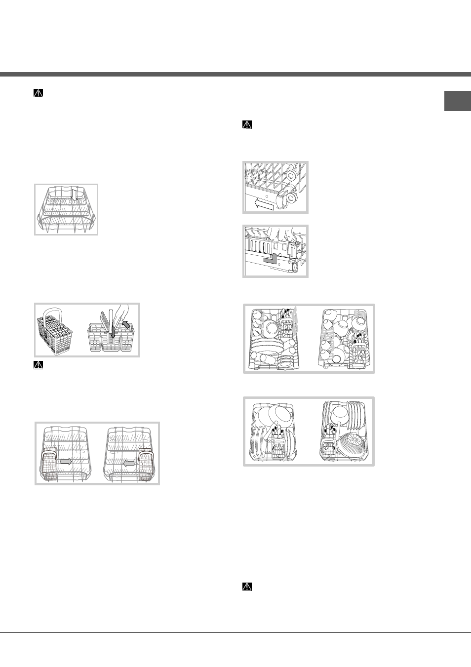 Loading the racks, Lower rack, Cutlery basket | Hotpoint Ariston LST 216 A-HA  User Manual | Page 17 / 84 | Original mode