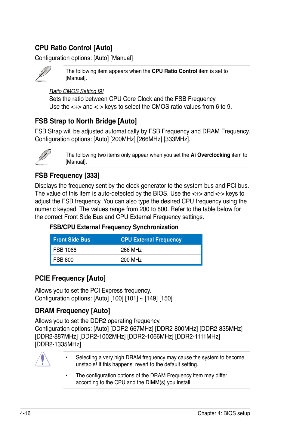 Cpu ratio control [auto, Fsb strap to north bridge [auto, Fsb frequency  [333 | Asus P5K/EPU User Manual | Page 80 / 148 | Original mode