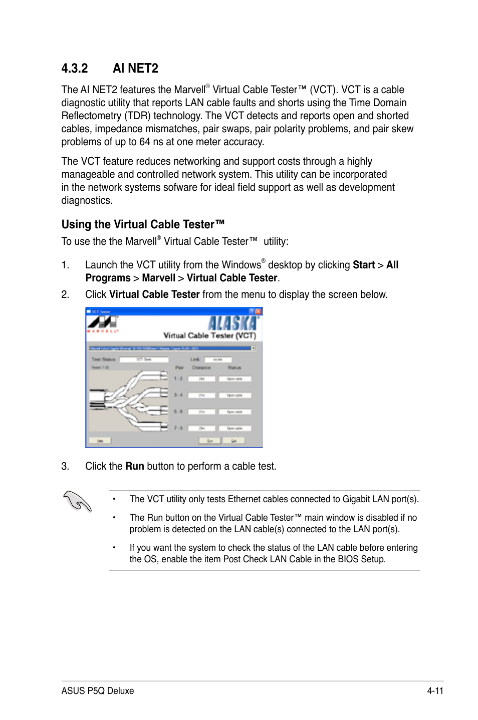 2 ai net2, Ai net2 -11, Using the virtual cable tester | Asus P5Q Deluxe  User Manual | Page 121 / 186