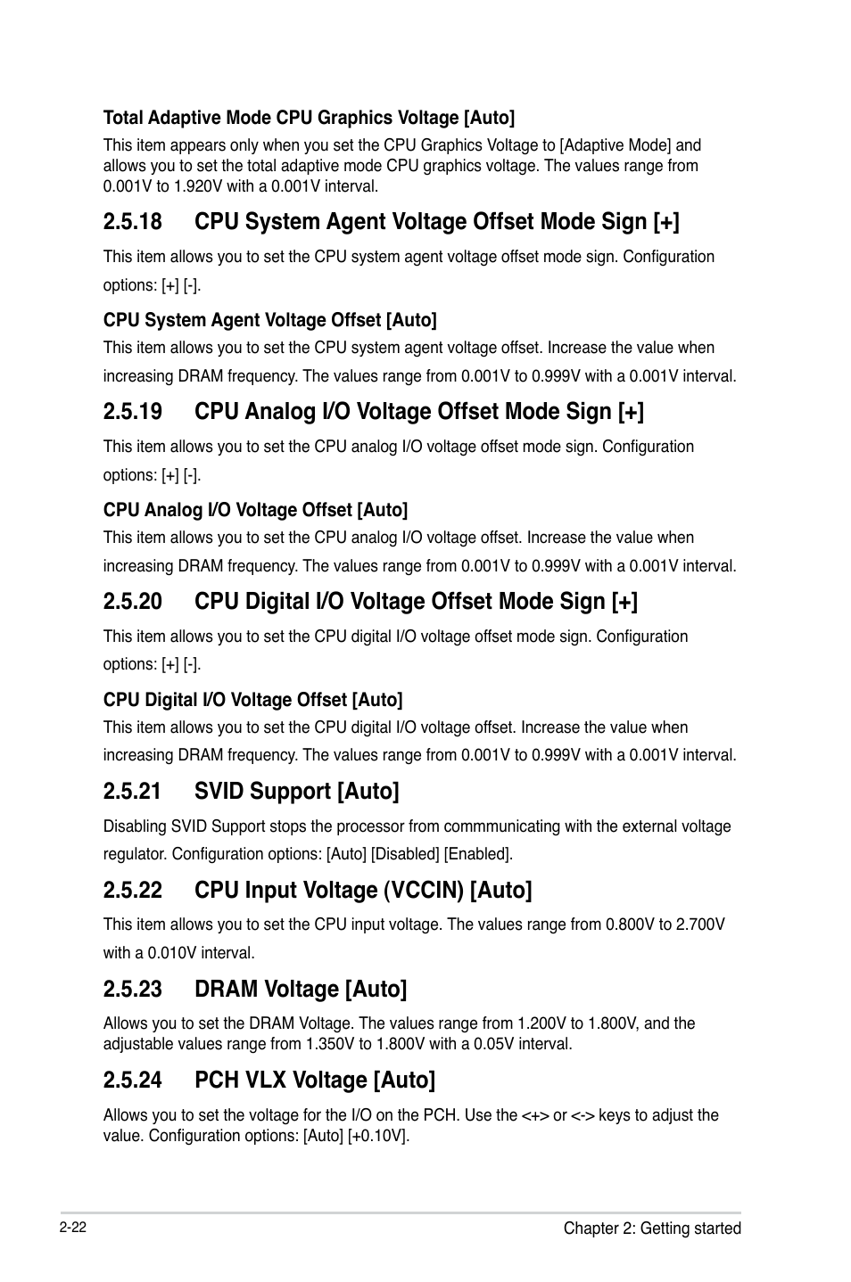 18 cpu system agent voltage offset mode sign, 19 cpu analog i/o voltage  offset mode sign, 20 cpu digital i/o voltage offset mode sign | Asus B85M-G  User Manual | Page 51 / 75 | Original mode