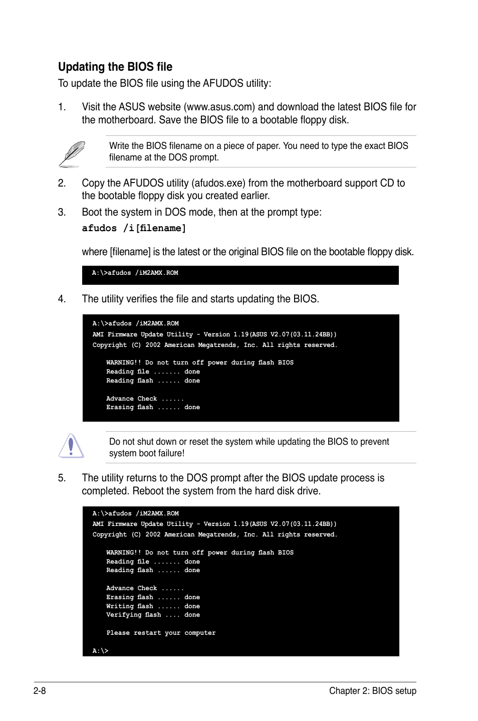 Updating the bios file | Asus M2A-MX User Manual | Page 56 / 92
