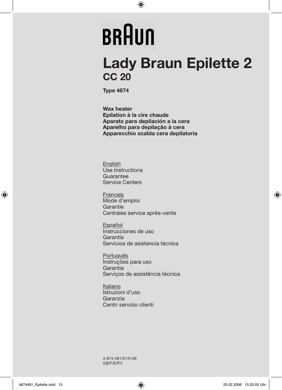 Braun CC20 Lady Braun Epilette 2 User Manual | 13 pages