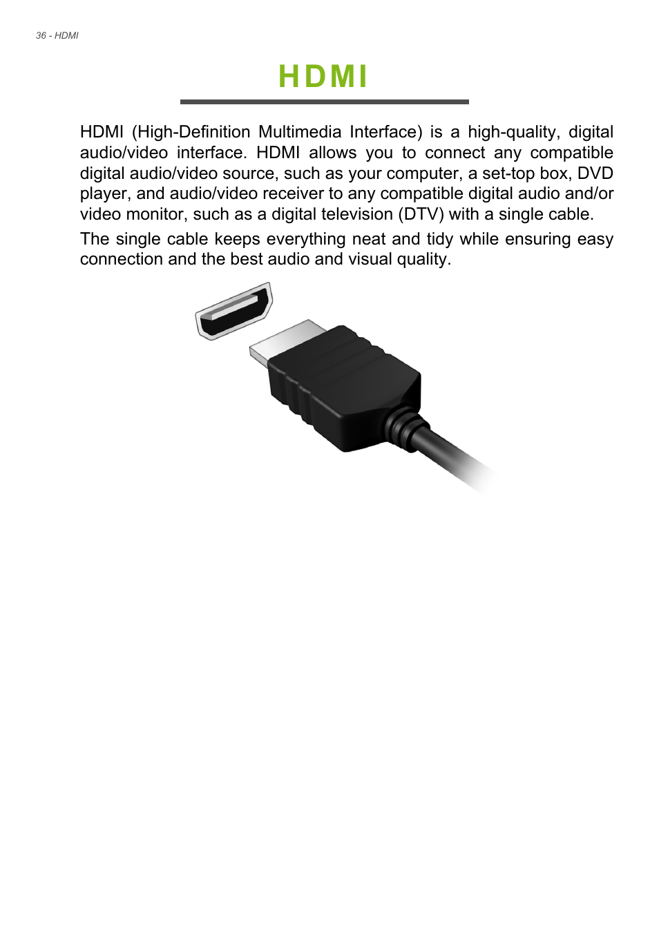 Hdmi | Acer Aspire ZC-105 User Manual | Page 36 / 63