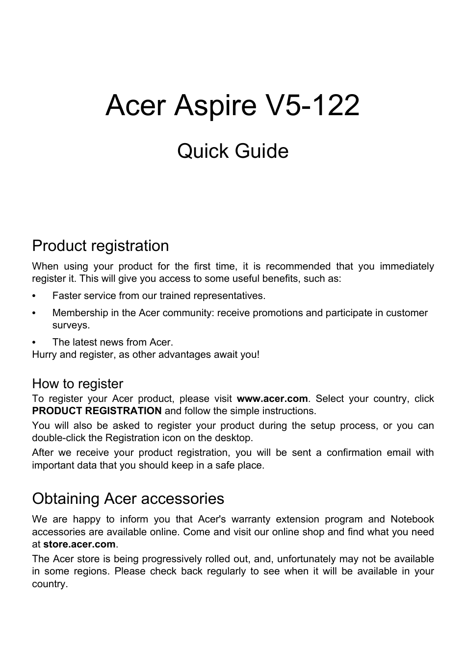 Acer Aspire V5-122P User Manual | 10 pages