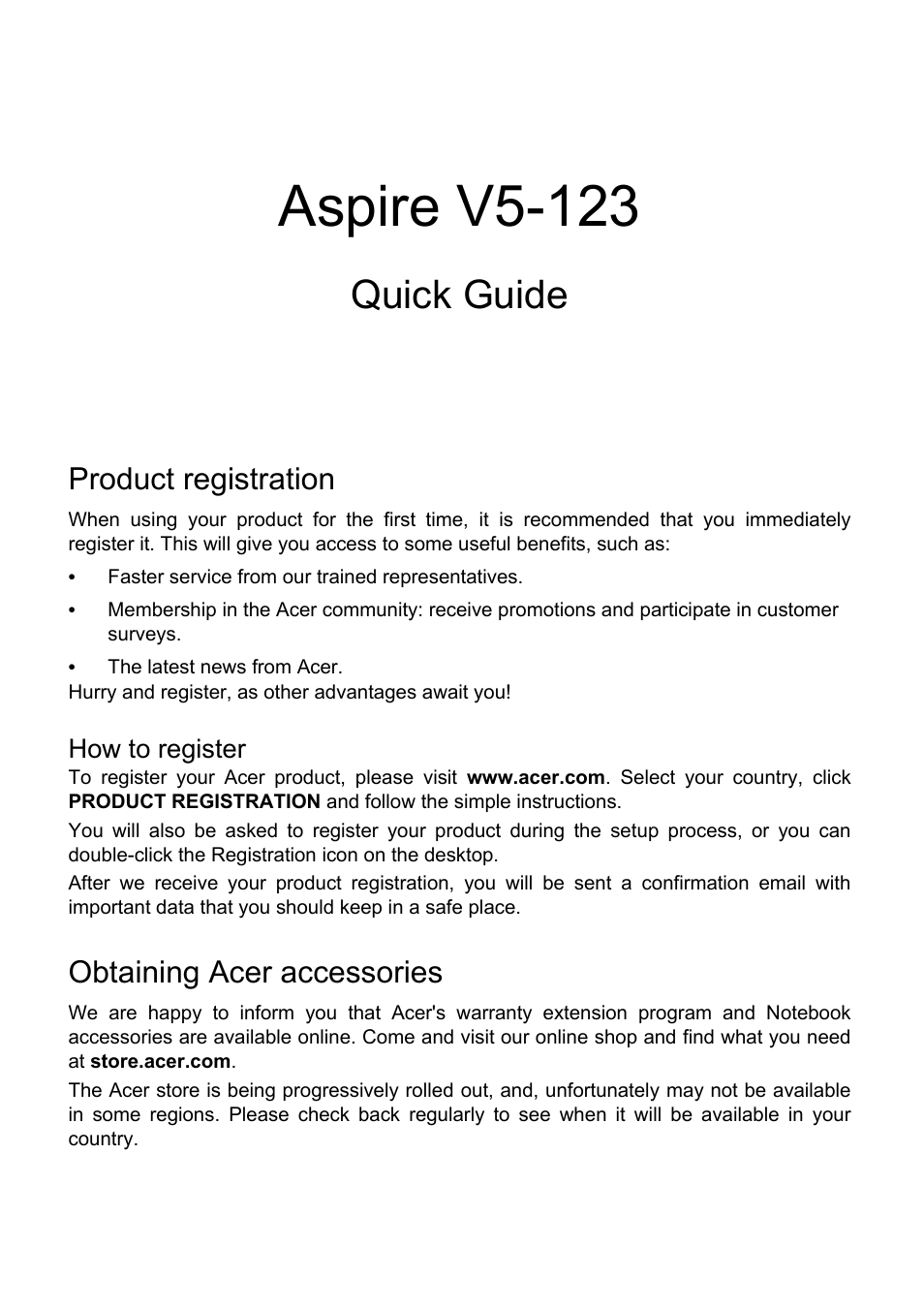 Acer Aspire V5-123 User Manual | 9 pages