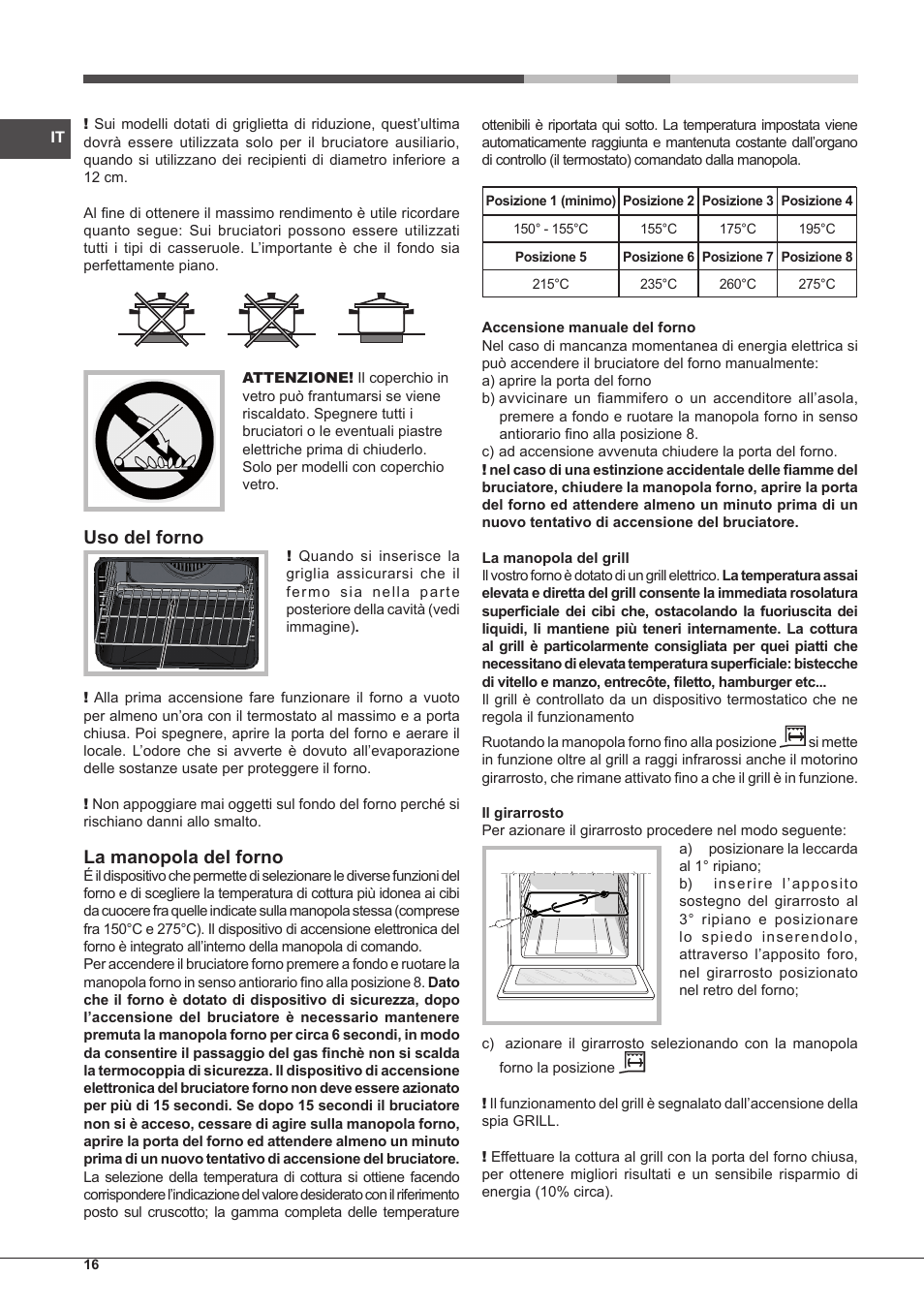 Uso del forno, La manopola del forno | Hotpoint Ariston CP65SG1-HA S User  Manual | Page 16 / 60