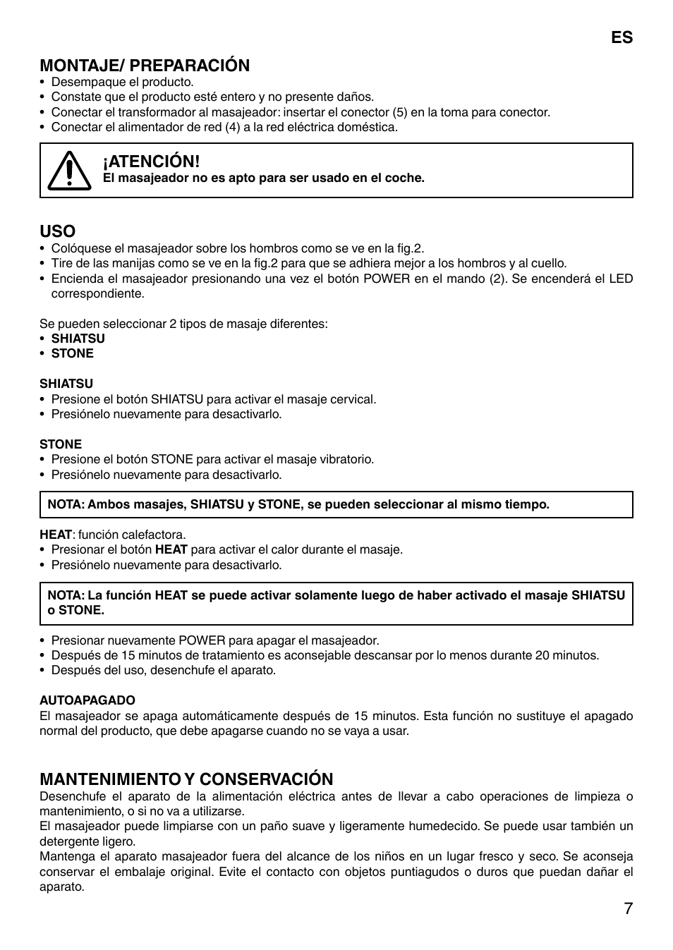 7montaje/ preparación, Atención, Mantenimiento y conservación | Imetec  SENSUIJ MC1-200 User Manual | Page 12 / 42
