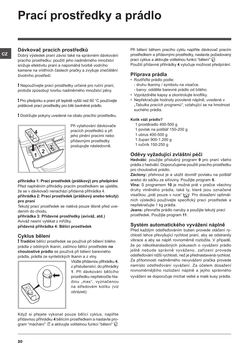Prací prostředky a prádlo | Indesit IWSC 51051 C ECO User Manual | Page 20  / 60 | Original mode