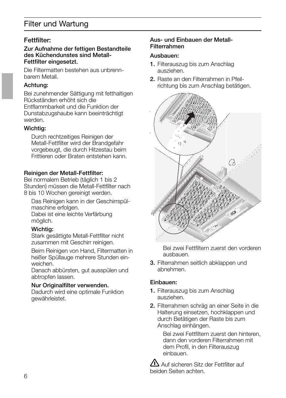 Filter und wartung | Neff D4654X0 User Manual | Page 6 / 96
