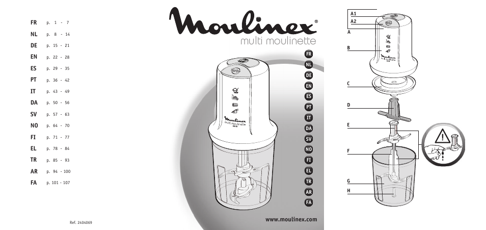 Moulinex MULTI MOULINETTE AT712G User Manual | 108 pages