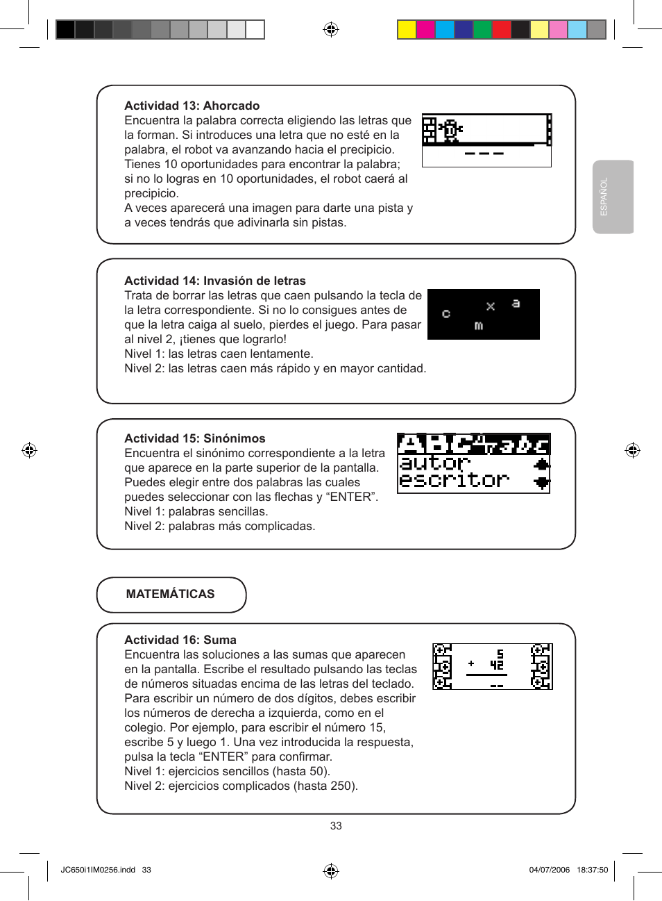 Lexibook JC650i1 User Manual | Page 33 / 43 | Original mode