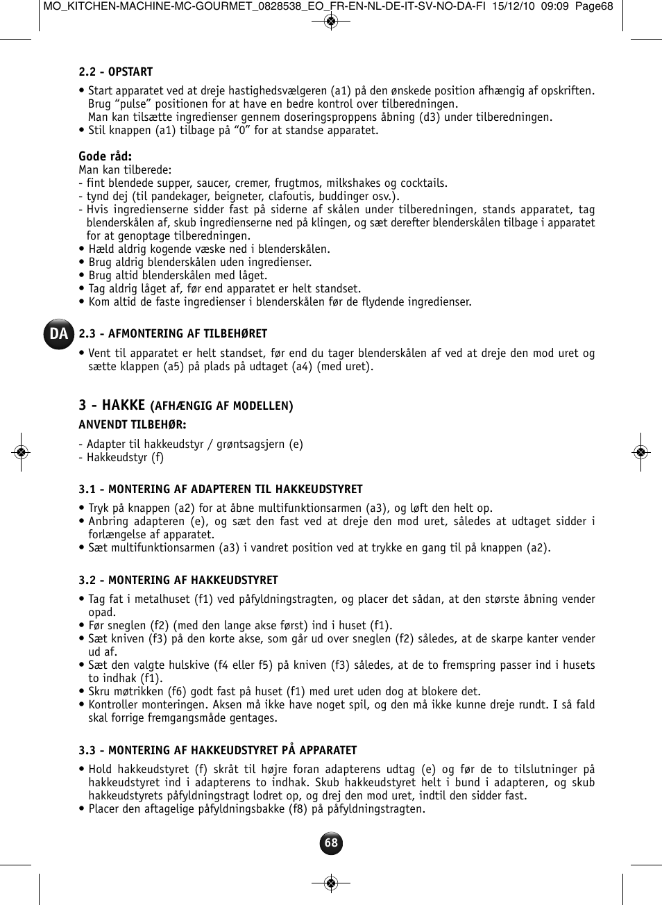 3 - hakke | Moulinex MASTERCHEF QA402G User Manual Page 64 82