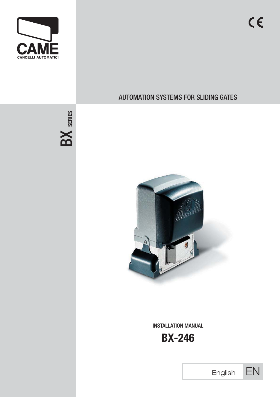 CAME BX-246 Kit User Manual | 24 pages | Also for: BX-246