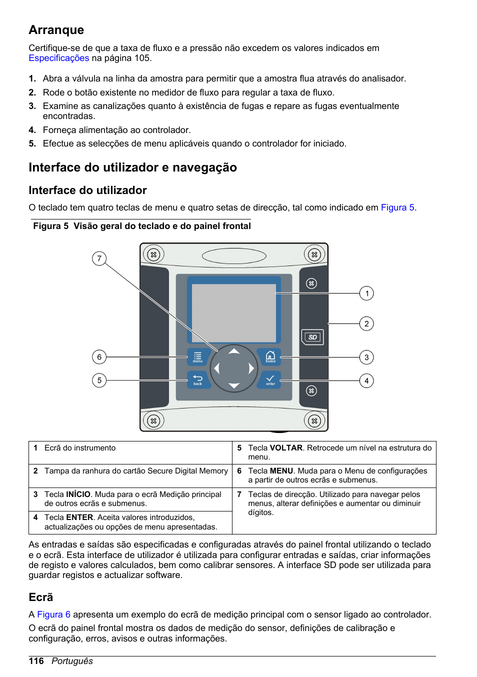 Arranque, Interface do utilizador e navegação, Interface do utilizador |  Hach-Lange POLYMETRON 9526 User Manual | Page 116 / 224 | Original mode