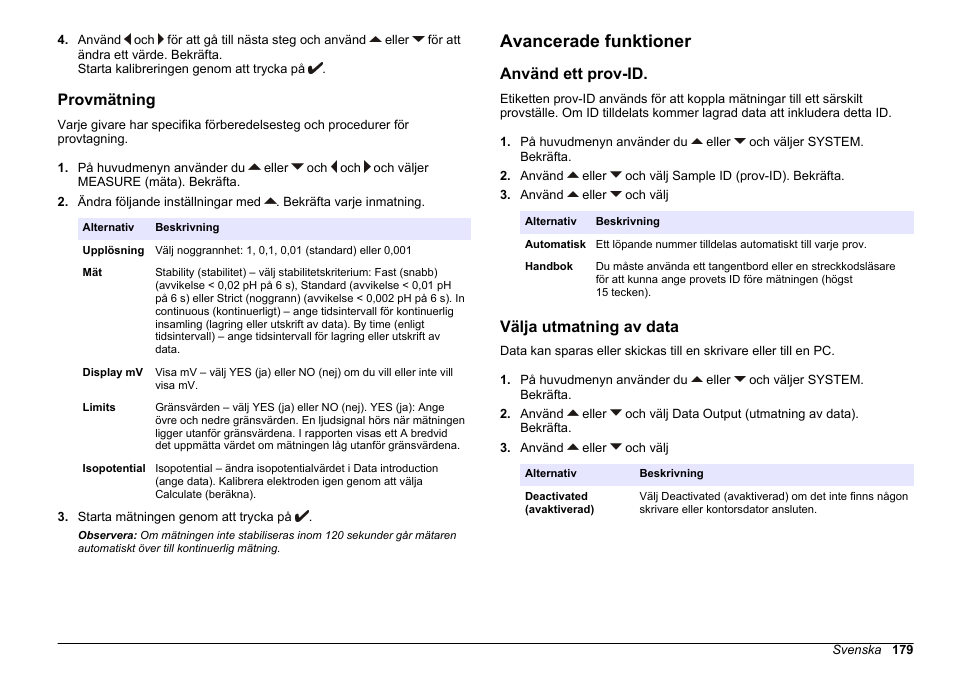 Provmätning, Avancerade funktioner, Använd ett prov-id | Hach-Lange  SENSION+ pH31 User Manual | Page 179 / 394 | Original mode