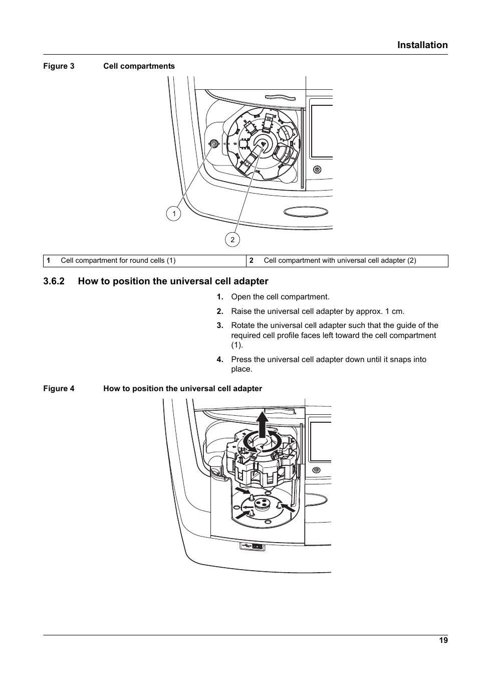 2 how to position the universal cell adapter, Installation | Hach-Lange