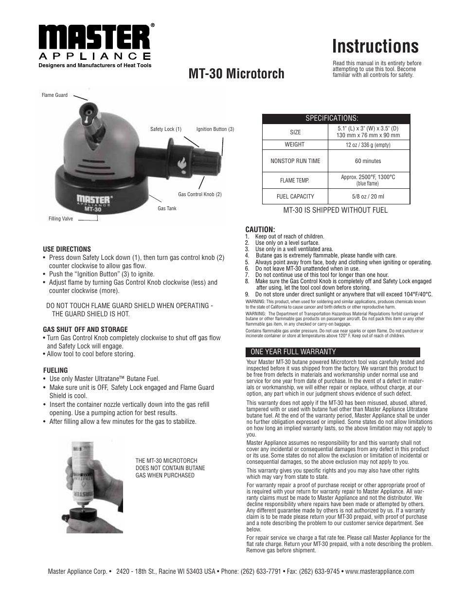 micro torch roburn mt-770p instructions