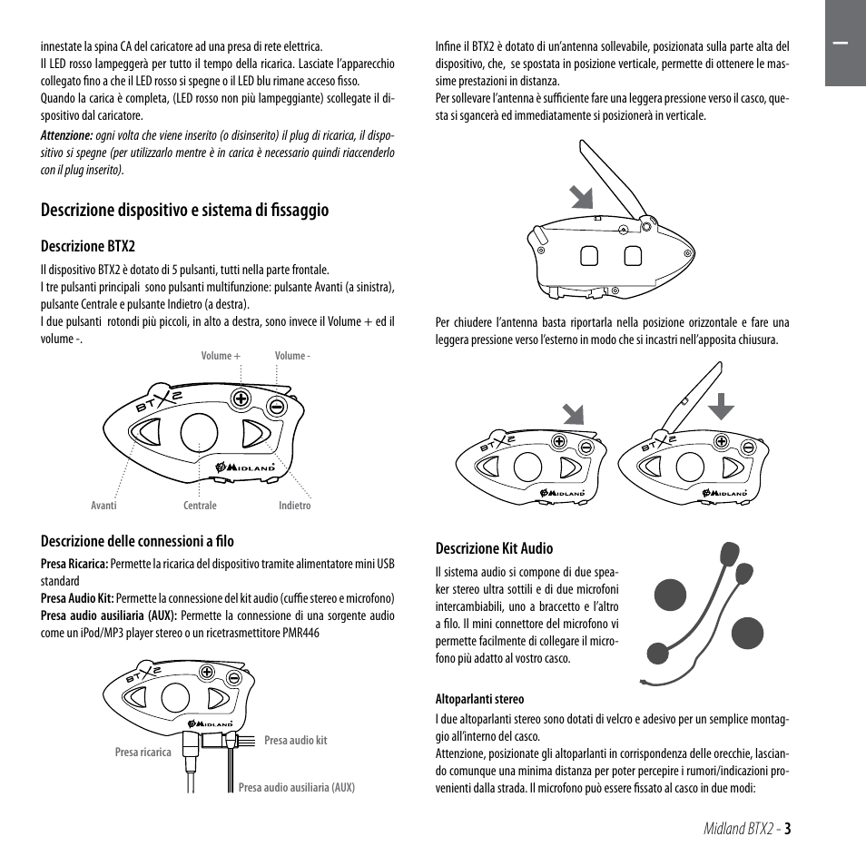 Descrizione dispositivo e sistema di fissaggio | MIDLAND BTX2 User Manual |  Page 4 / 112 | Original mode