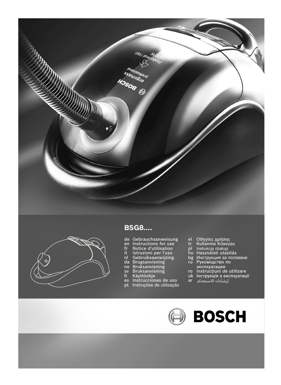 Bosch BSG82212 schwarz Bodenstaubsauger Beutel ergomaxx professional 2200 W  User Manual | 142 pages