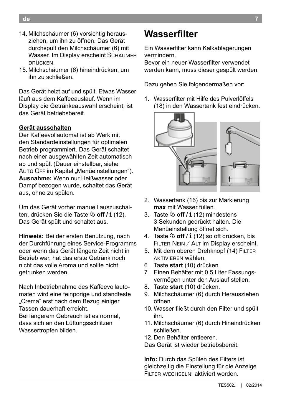 Wasserfilter | Bosch TES50251DE VeroCafe Kaffeevollautomat silber User  Manual | Page 11 / 90