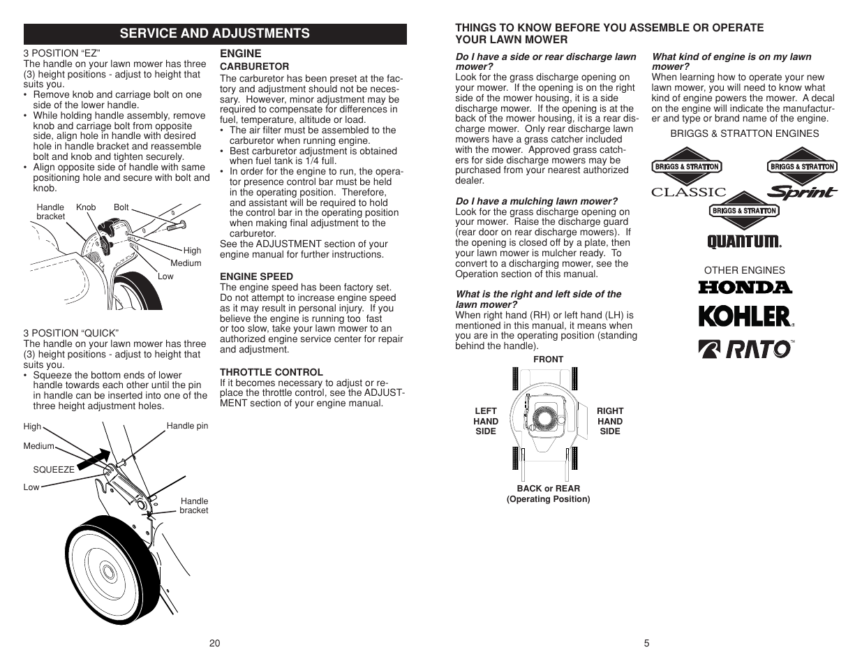 Service and adjustments Poulan Pro PR500N21SH LAWN MOWER User