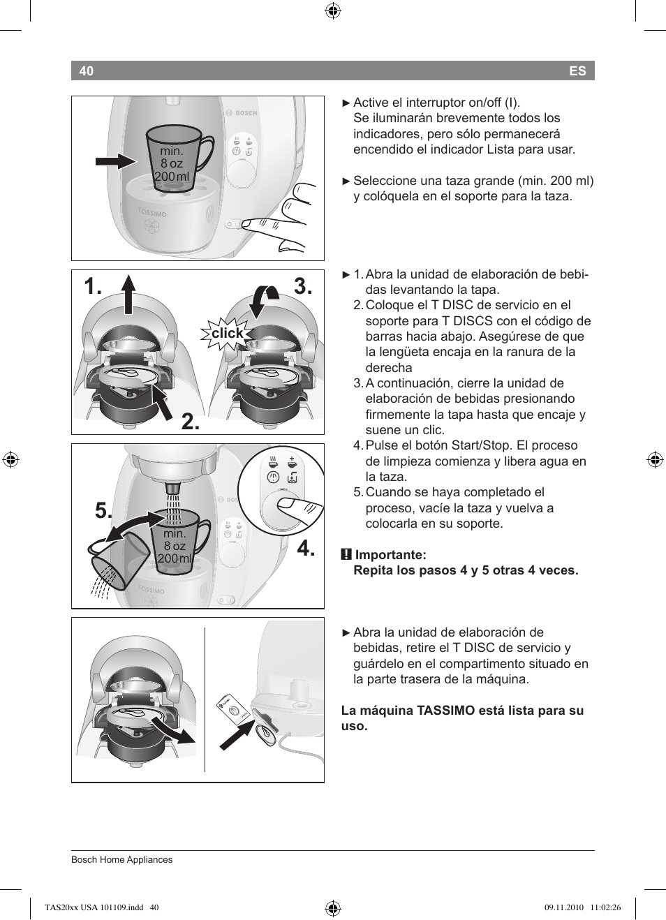 Bosch TASSIMO T20 NOIR CAFE MULTIBOISSONS TAS2002 User Manual | Page 42 /  58 | Original mode