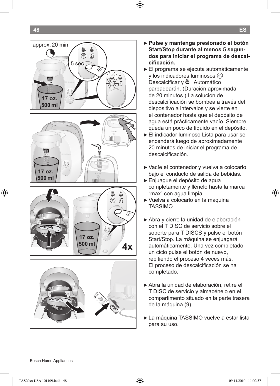 Bosch TASSIMO T20 NOIR CAFE MULTIBOISSONS TAS2002 User Manual | Page 50 /  58 | Original mode