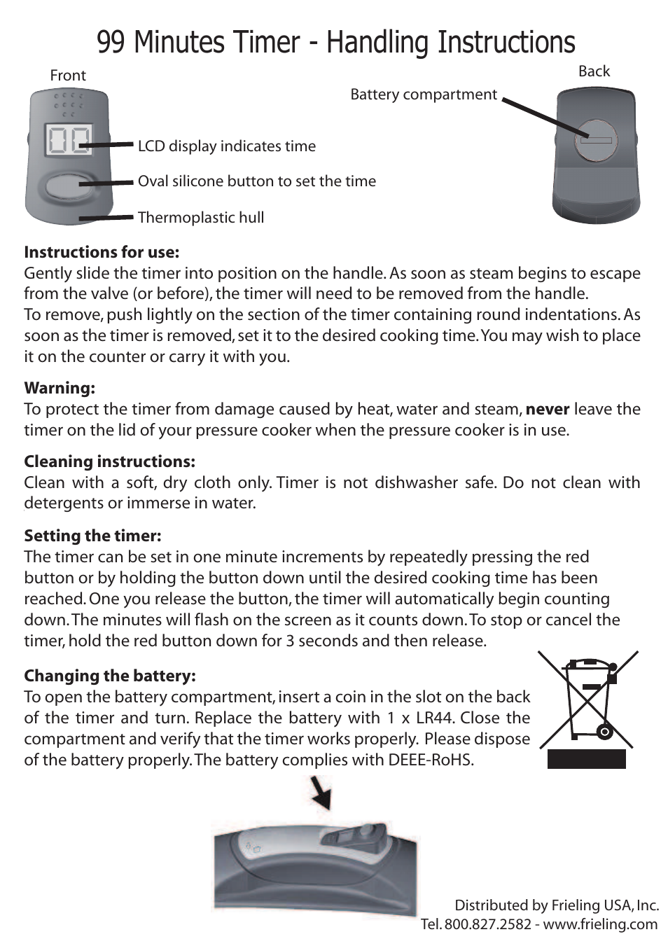 Frieling Sitram: Speedo Pressure Cooker with Timer User Manual | 1 page