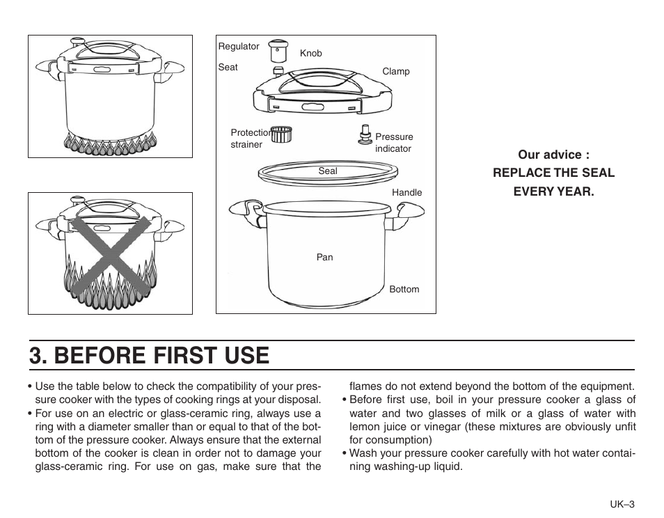 Before first use | Frieling Sitram: Speedo Pressure Cooker's User Manual |  Page 3 / 24 | Original mode