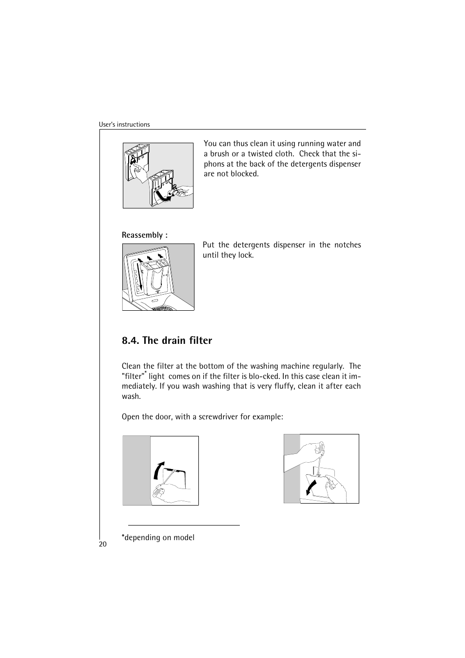 The drain filter | AEG LAVAMAT 40820 User Manual | Page 20 / 32