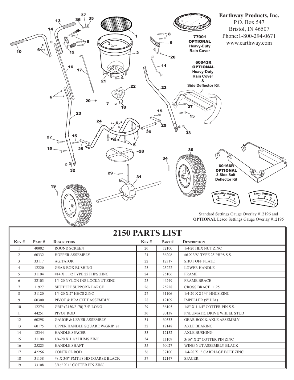 2150 Parts List Earthway 2150 Commercial Broadcast Spreader User Manual Page 6 6