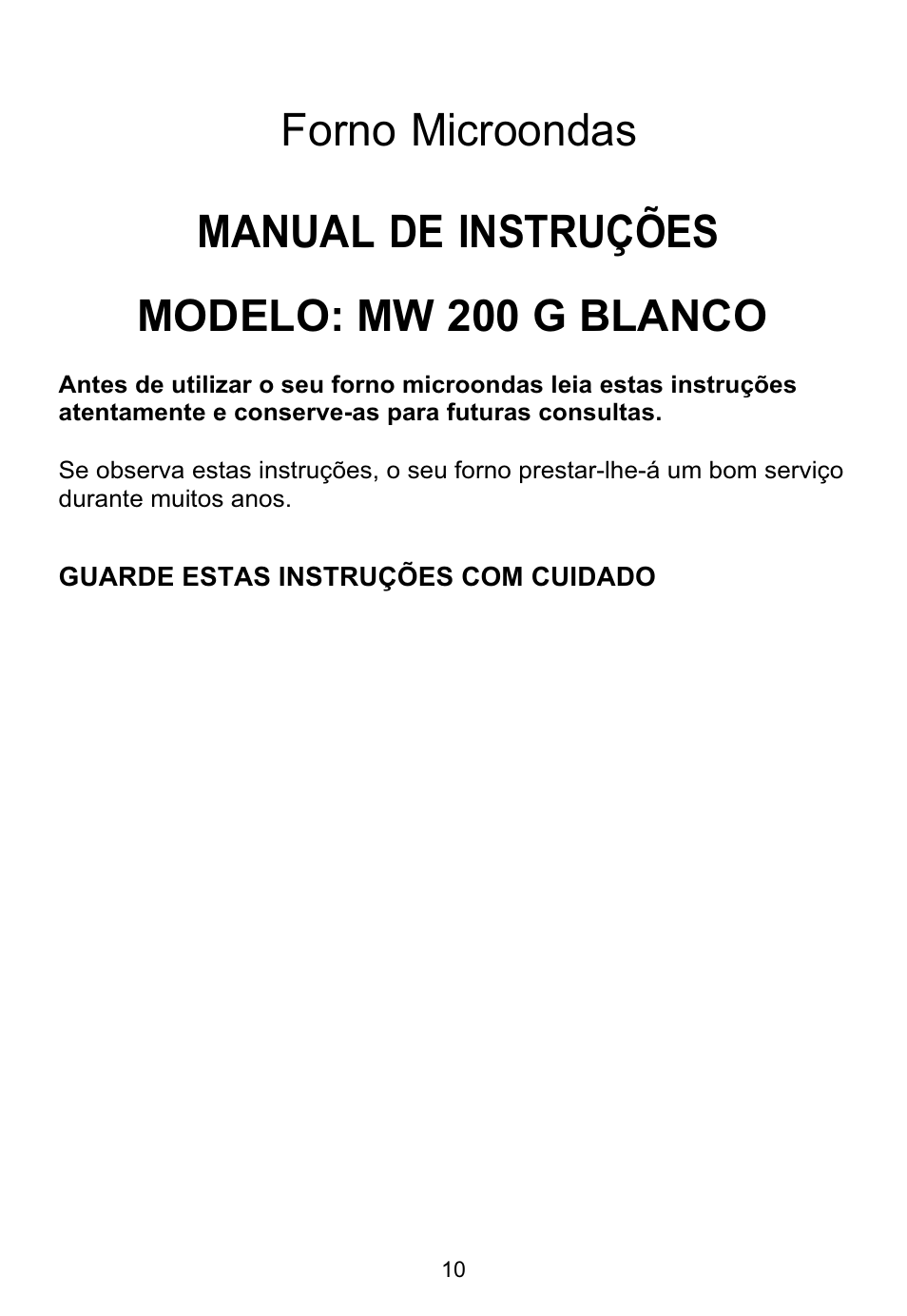 Forno microondas manual de instruções, Modelo: mw 200 g blanco | Teka MW  200 G User Manual | Page 11 / 29